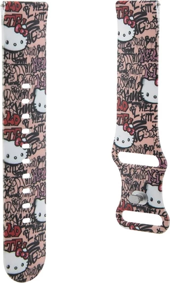 Univerzalni silikonski pašček Hello Kitty s graffiti motivom, 22 mm, roza