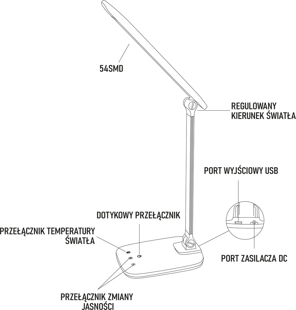 LED namizna svetilka Montis MT042-BK, 5,7 W, črna