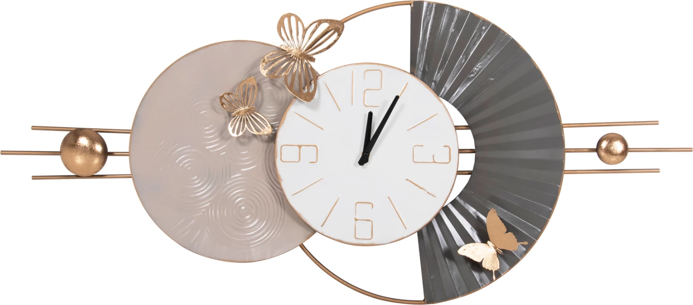 Stenska ura FH4212 kovinska v beli barvi s črnimi kazalci 116x7x50,5Hcm