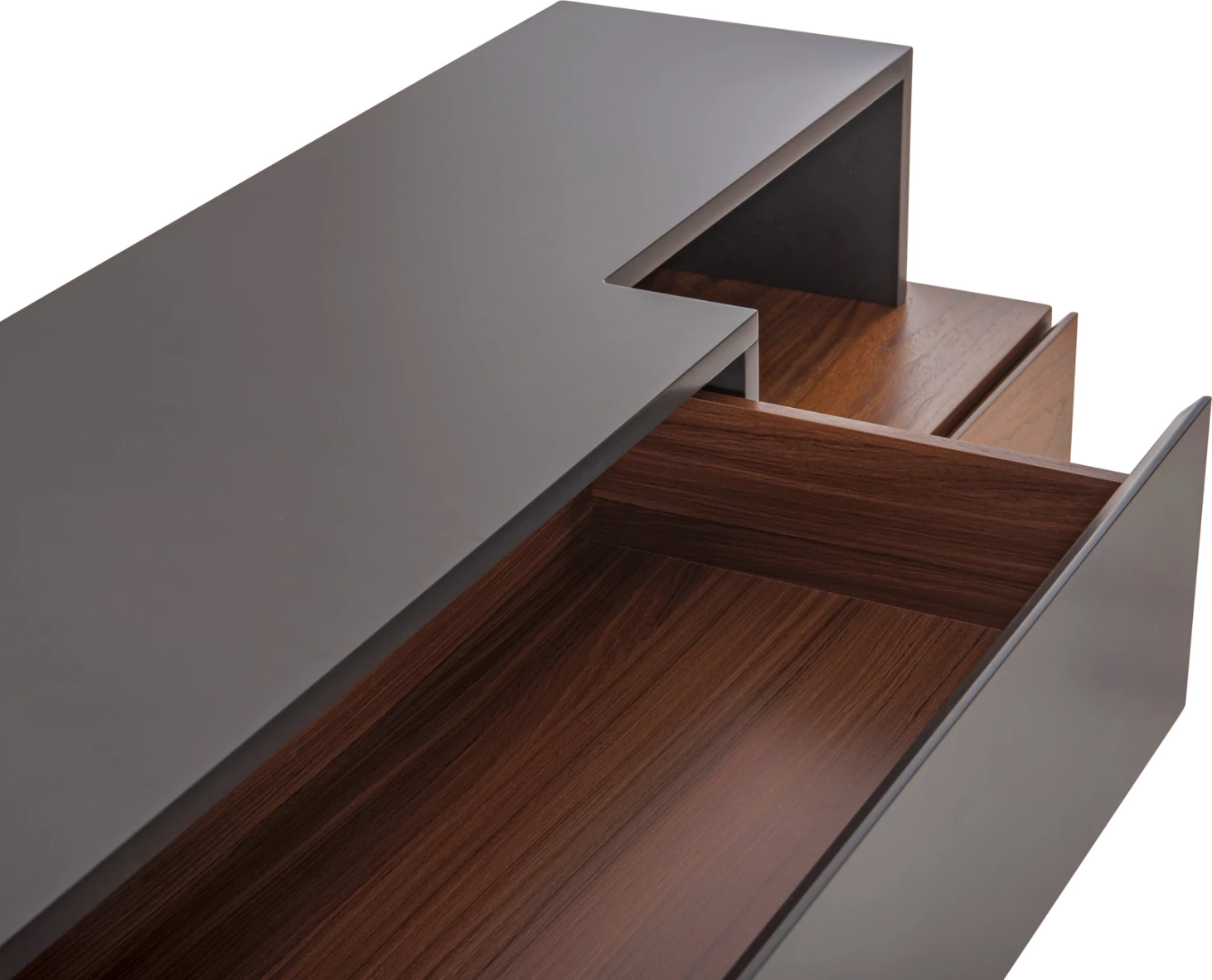 Buffet Preda FH9747 iz MDF z barvo oreha in temno sivega furnirja 167x28-40x80H cm