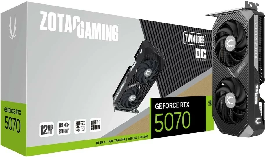 Grafična kartica ZOTAC GeForce RTX 5070 Twin Edge OC, 12GB GDDR7, 192-bit, PCIe 5.0, 3x DisplayPort + HDMI