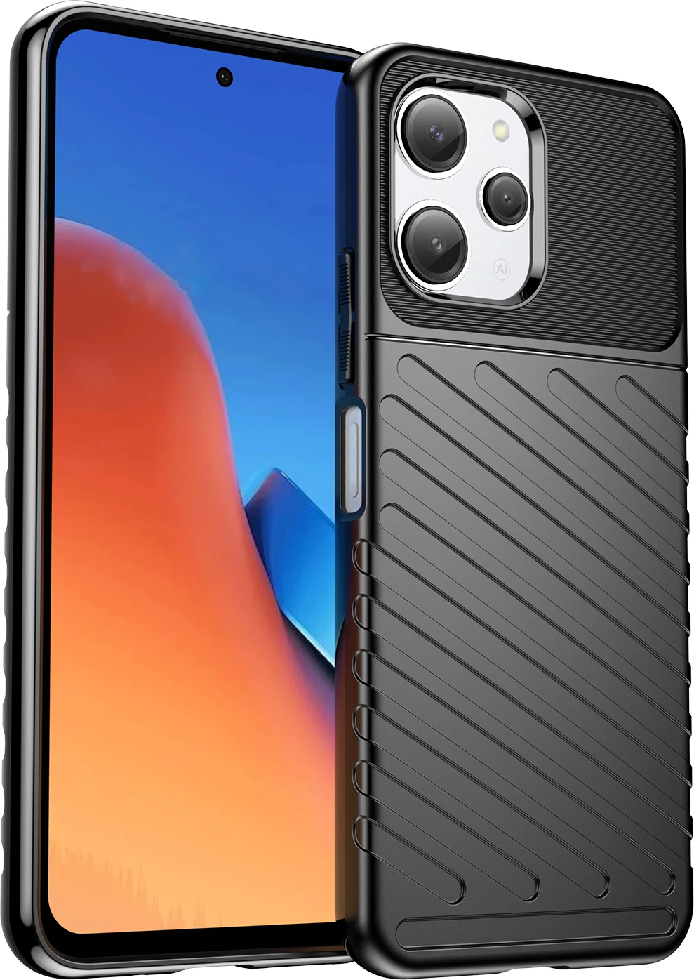 Ovitek za telefon Thunder Case Hurtel za Xiaomi Redmi 12, TPU, črn