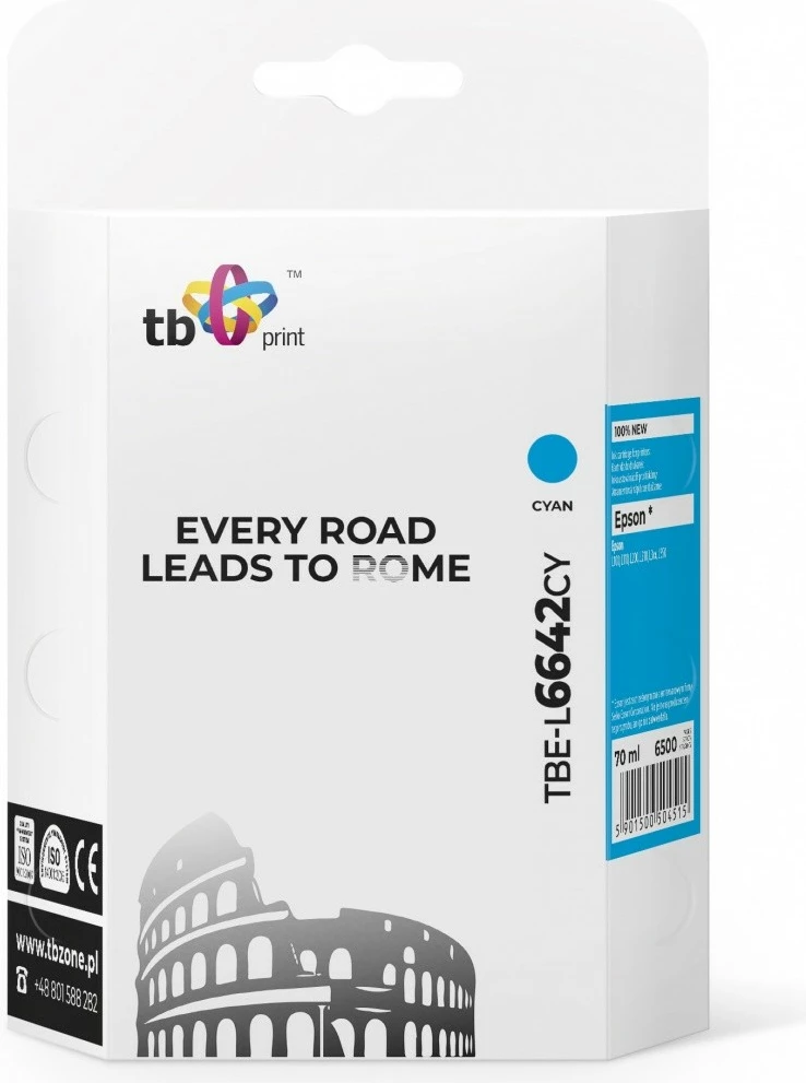 Tinta za tiskalnik TB Print TBE-L6642CY, cijan, 70 ml, za Epson L100/L110/L200/L210/L3xx/L550
