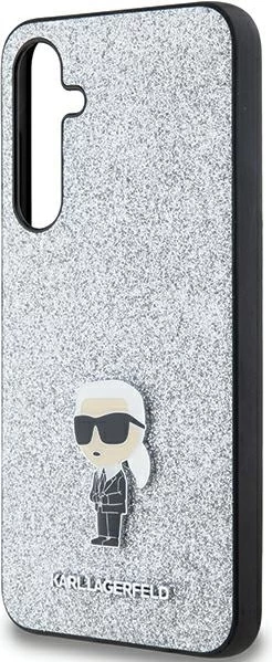 Lesketajoč ovitek Karl Lagerfeld Fixed Glitter Ikonik za Samsung Galaxy A35, srebrn