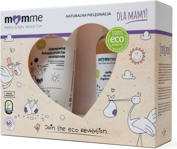 Intenzivno zdravljenje proti strijam in nežen gel za telo ter intimno higieno MomMe, 2x150 ml