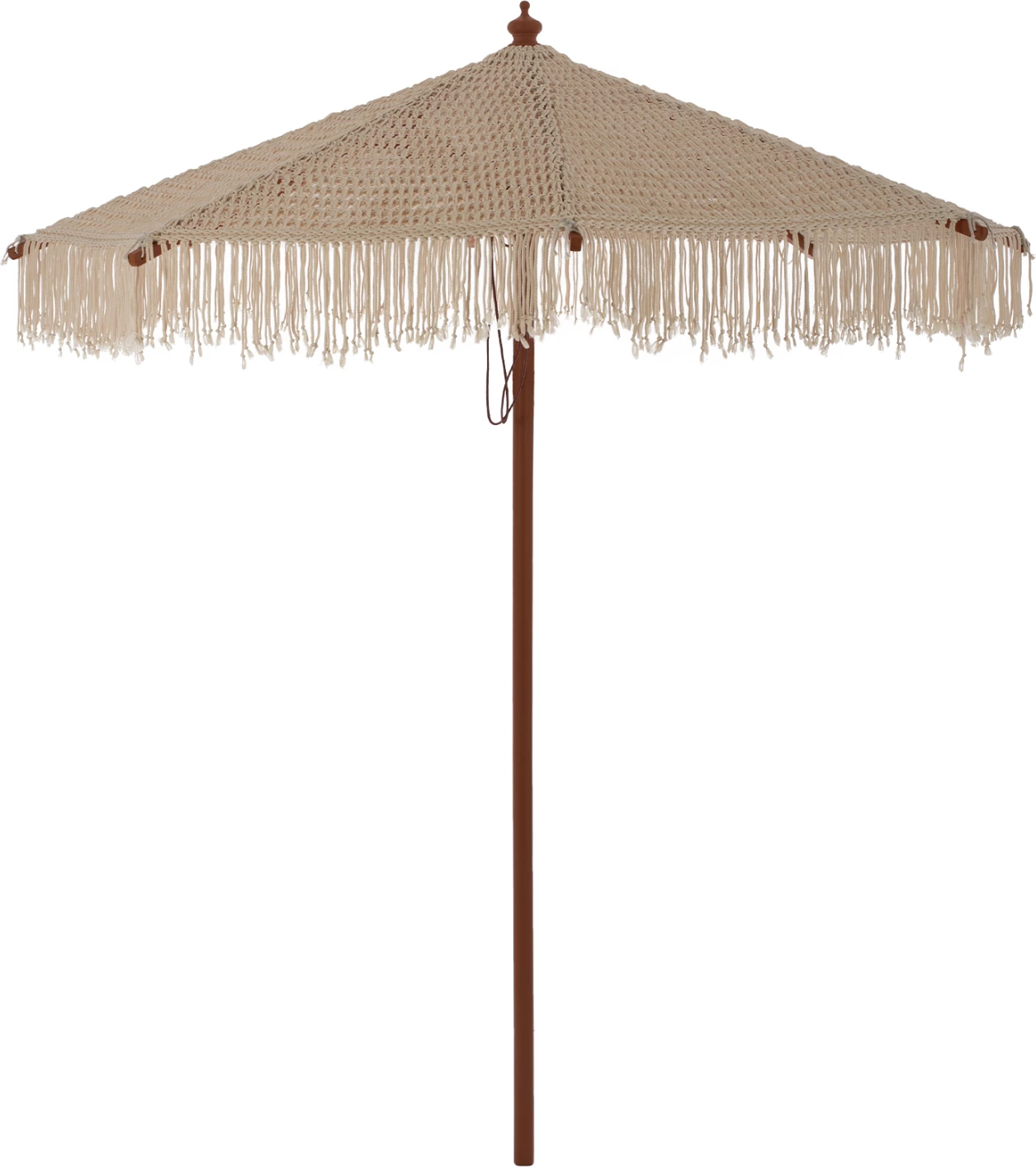 Senčnik makrame, ročno izdelan, bež, leseno ogrodje, Φ2,30 m, FH5779.01