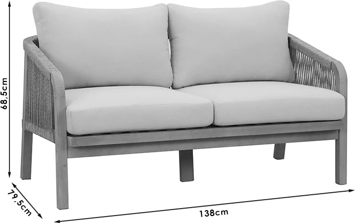 Lounge set za vrt, akacijevo drevo, bež tkanina, 4-delni Malibu