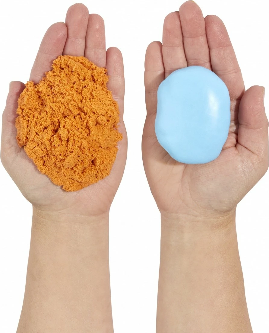 Set modelirne gline in kinetičnega peska Wonder Factory Never Dry, MGA, modra in oranžna