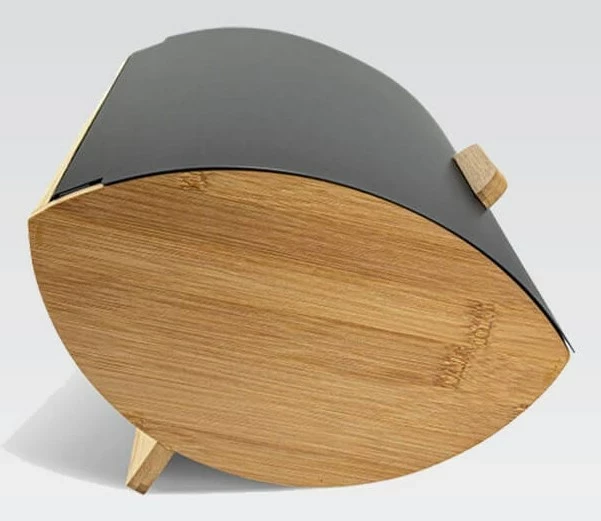 Kovinska in bambusova kutija za kruh Maestro MR-1775-BLACK, črna