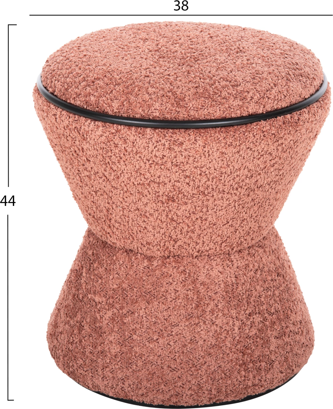 Okrogli stol LINNER FH9604.02 iz boucle tkanine roza-črna podrobnost D38x44 cm
