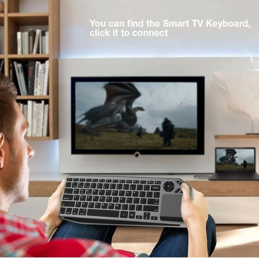 Brezžična tipkovnica s sledilno ploščico, Techly 365375, Bluetooth/2.4 GHz, LED, črna/siva