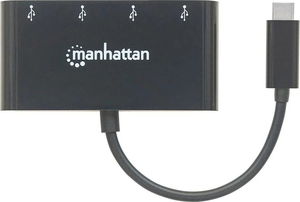 USB razdelilec MANHATTAN 4 x USB 3.1, Type-C, črn