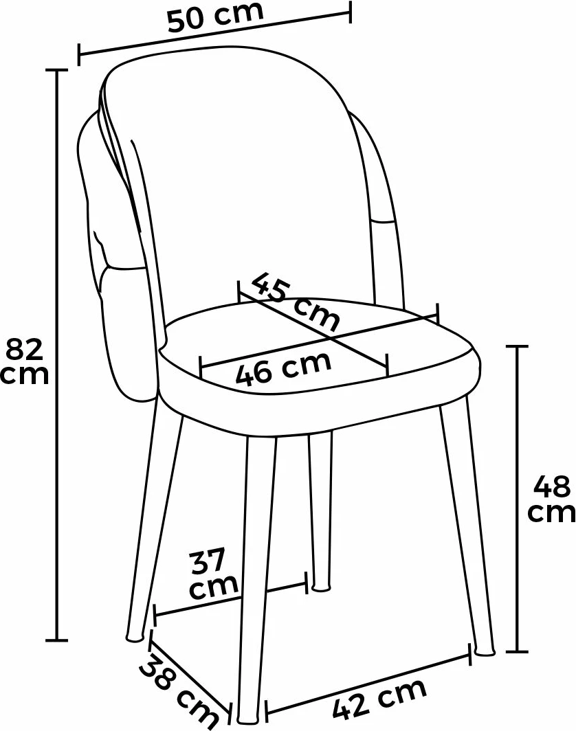 Set stolov (6 kosov), Hanah Home Axle, črno, krom