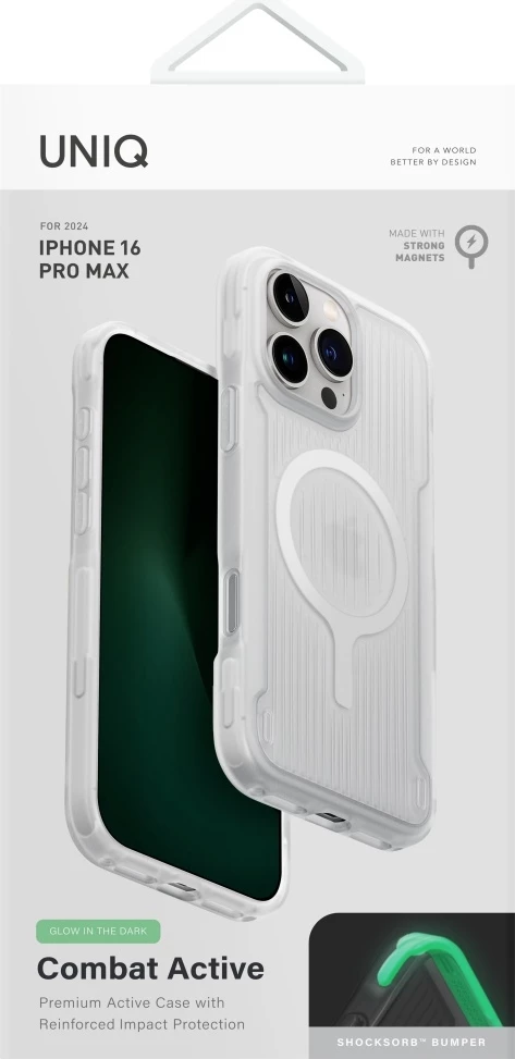Zaščitni ovitek z MagClick polnjenjem UNIQ Combat Active za iPhone 16 Pro Max, bel