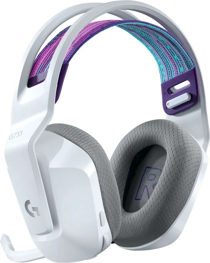 Brezžične slušalke Logitech G G733, RGB, z boom mikrofonom, bele