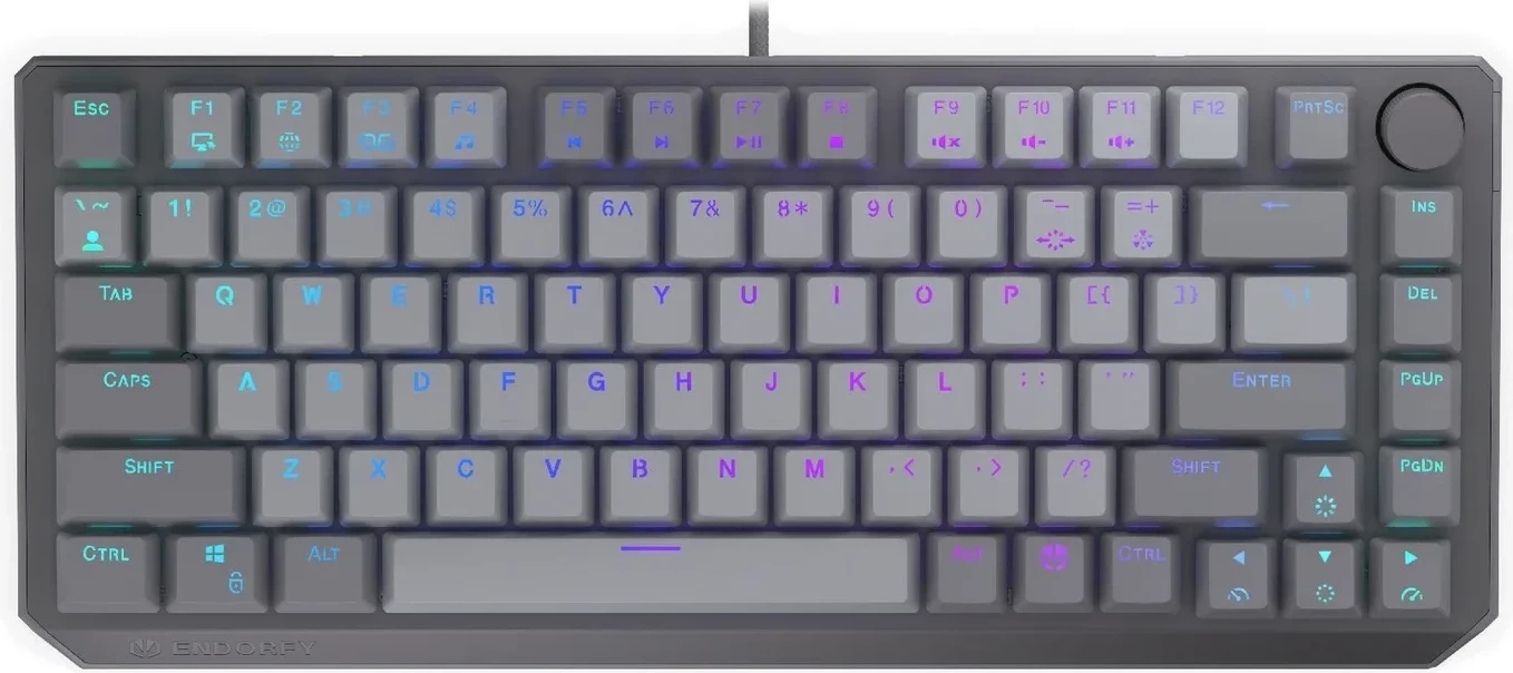 Mehanska tipkovnica 75% Endorfy Thock V2, RGB, Hot-Swap, siva