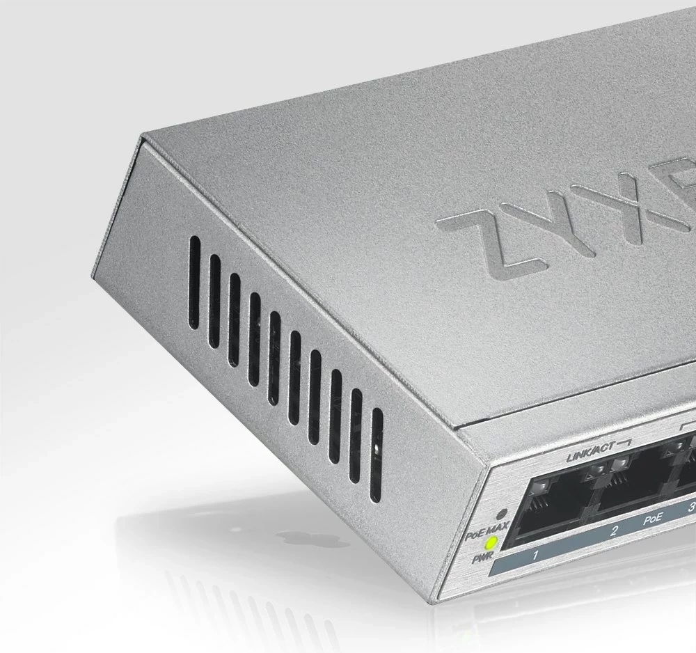 Nepredevedljiv Gigabit Ethernet stikalo Zyxel GS1005HP, srebrno