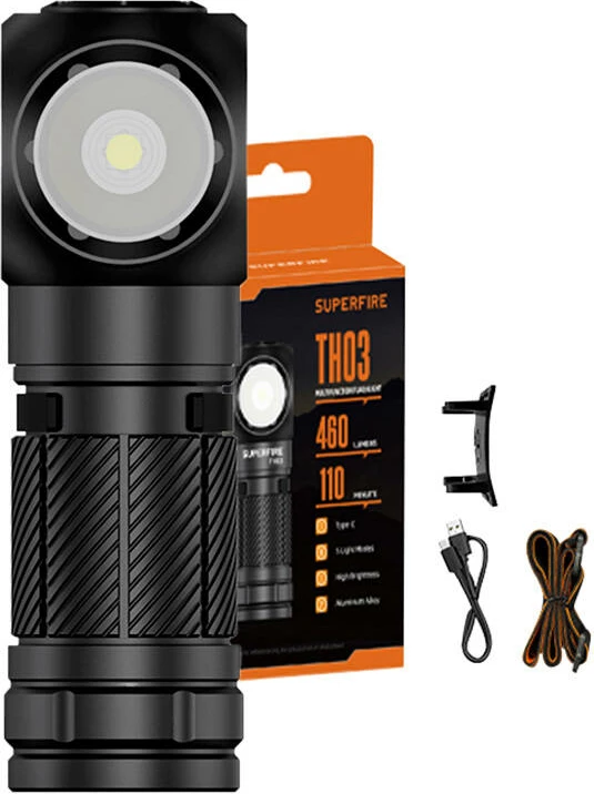 Multifunkcijska svetilka Superfire TH03, 500 mAh, 460 lumen, črna