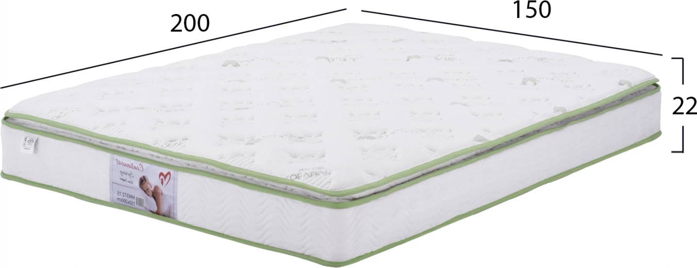 Vzmetnica z neprekinjenimi vzmetmi z Aloe Vera prevleko 150x200 FH372.15 enostranska