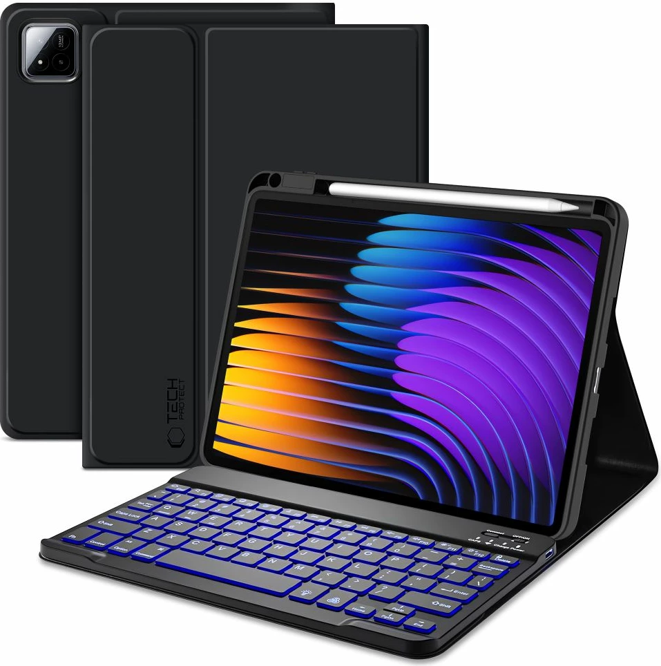Ovitek z Bluetooth tipkovnico Tech-Protect SC Pen za Xiaomi Pad 7 / 7 Pro, črn