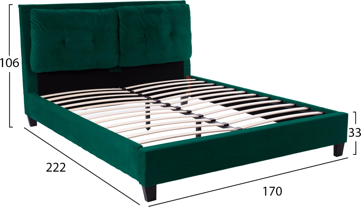 BILLIE postelja v cipresno zeleni žametni barvi FH551.13 160x200