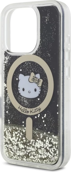 Ovitek za telefon z tekočimi zlatimi bleščicami MagSafe za iPhone 16 Pro, Hello Kitty, zlata