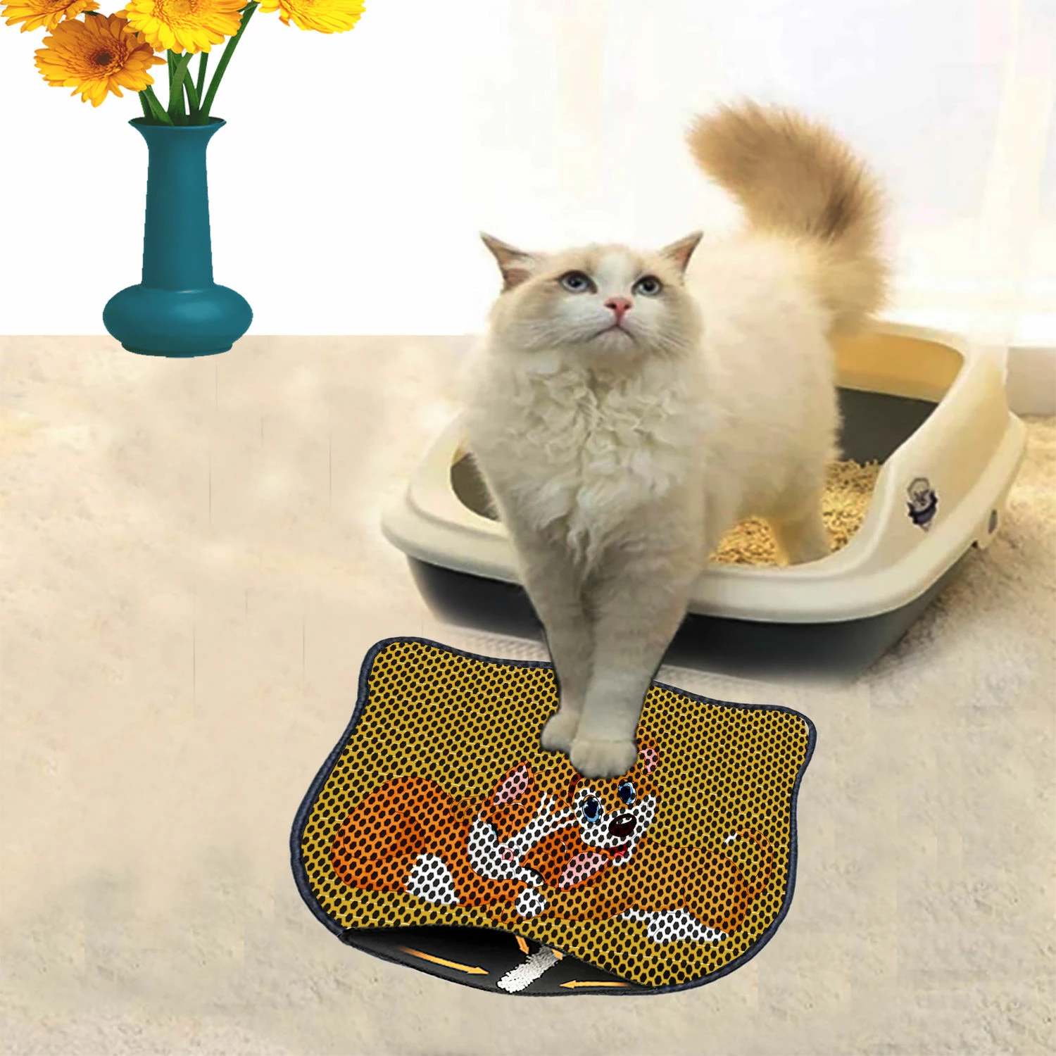 Preproga za mačji pesek, večbarvna, Paws & Whiskers Kdkafa0021, 40x50 cm
