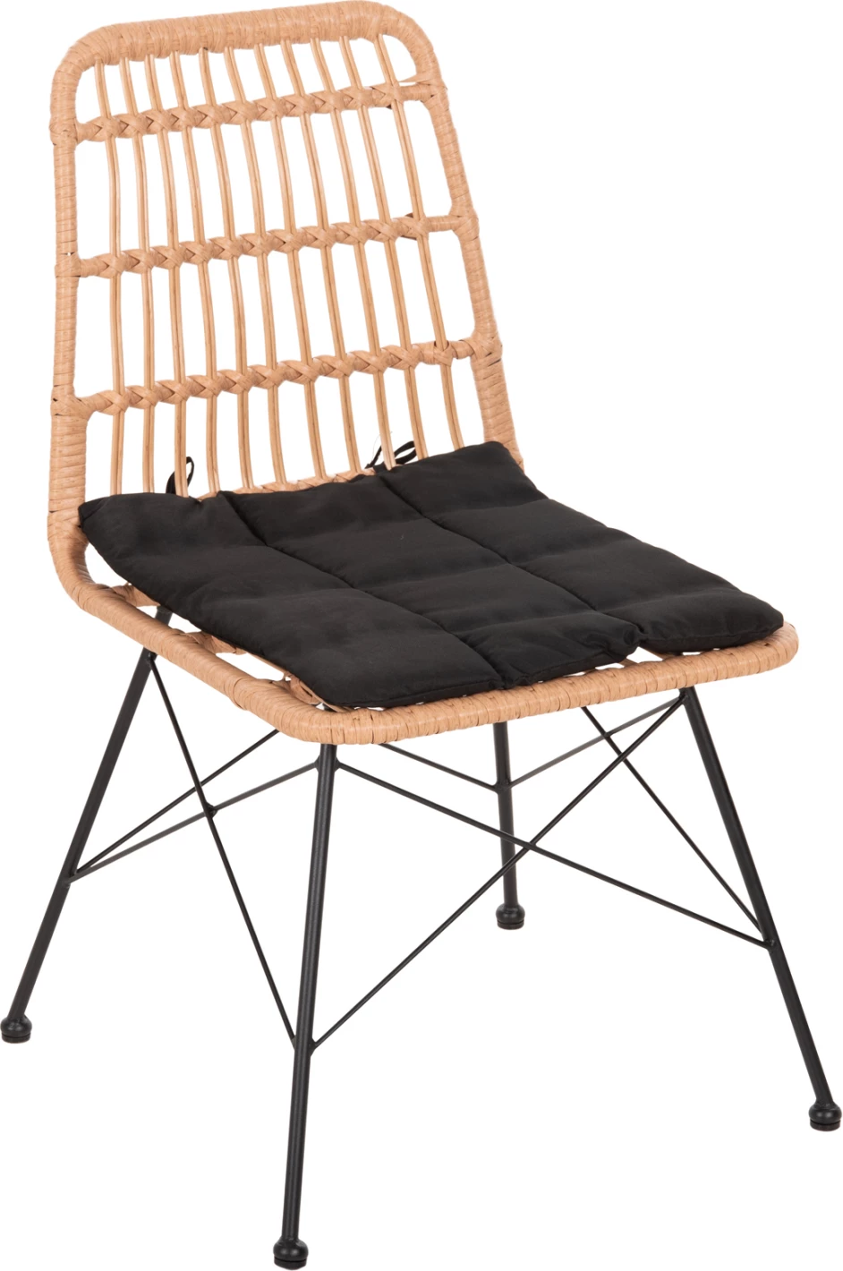 Stol za zunanjo uporabo ALLEGRA FH5451.11 kovina in blazina črna - pletena bež 52x51.5x83.5H cm