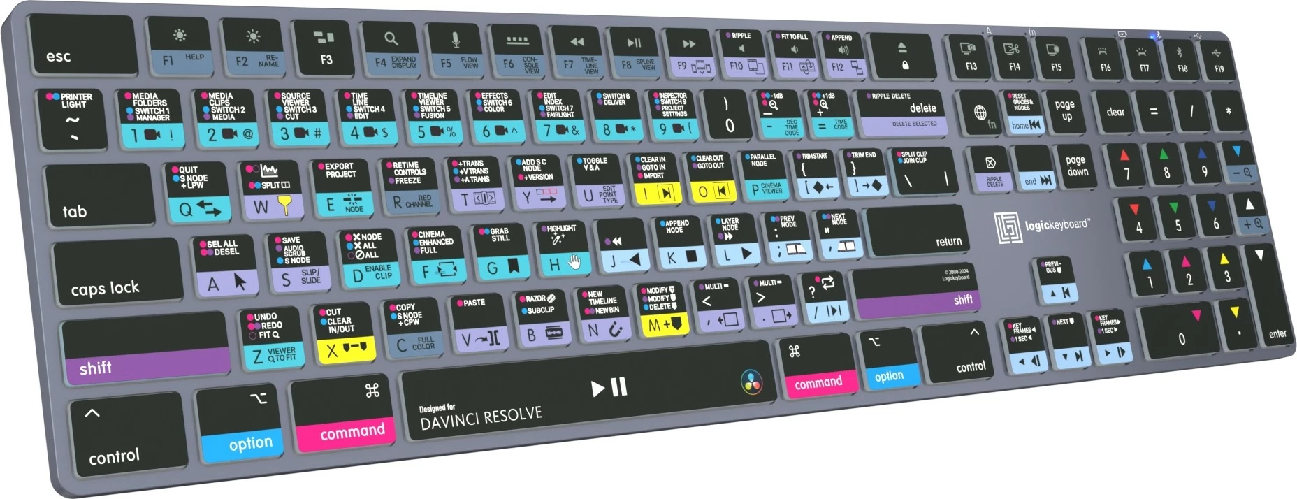Tipkovnica polne velikosti (100%), z/ brez kabla, Bluetooth, osvetlitev, QWERTY, siva titan - Logickeyboard LKB-RESB-TM-UK