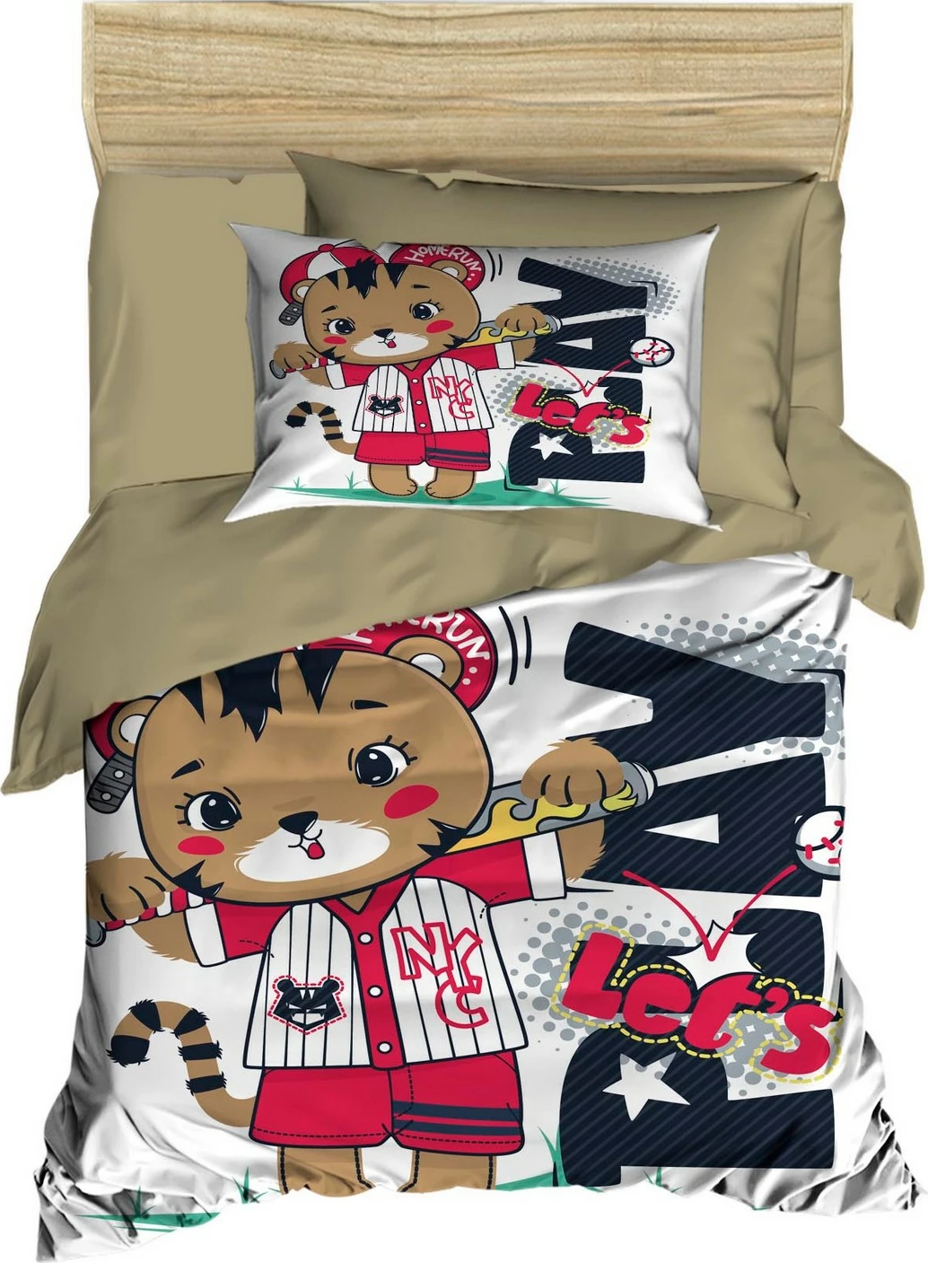 Komplet posteljnine za otroško posteljico L'essentiel PH144, svetlo rjava, rdeča, rjava (4 kosi)