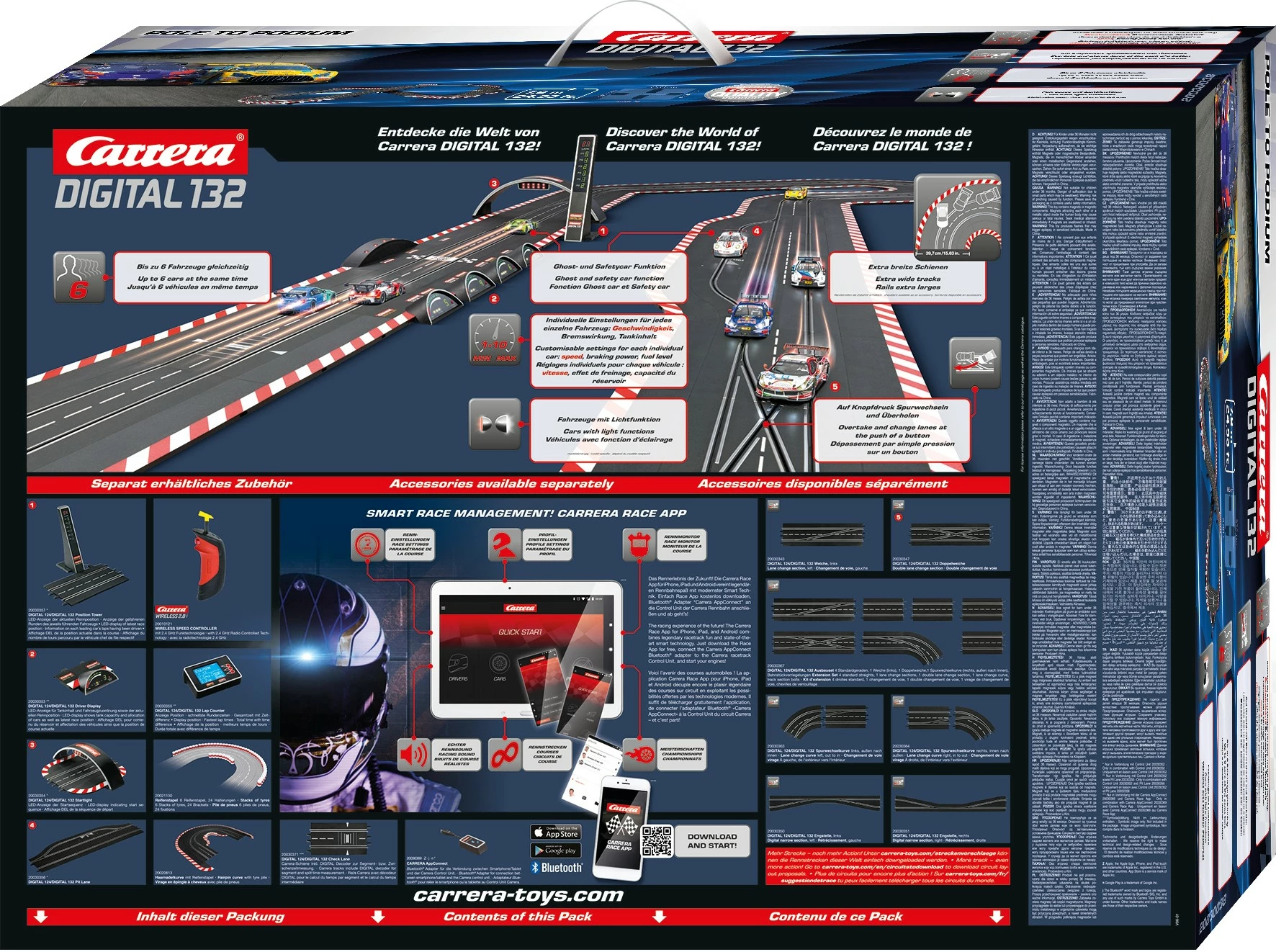 Dirkalni set, Carrera Digital 132 Pole to Podium, 2 avtomobila, brezžični, 7,6 m, večbarven
