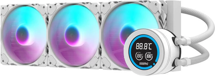Vodna hladilna enota za računalnik, 360 mm, ARGB, z LCD zaslonom, Darkflash DN-D360, bela
