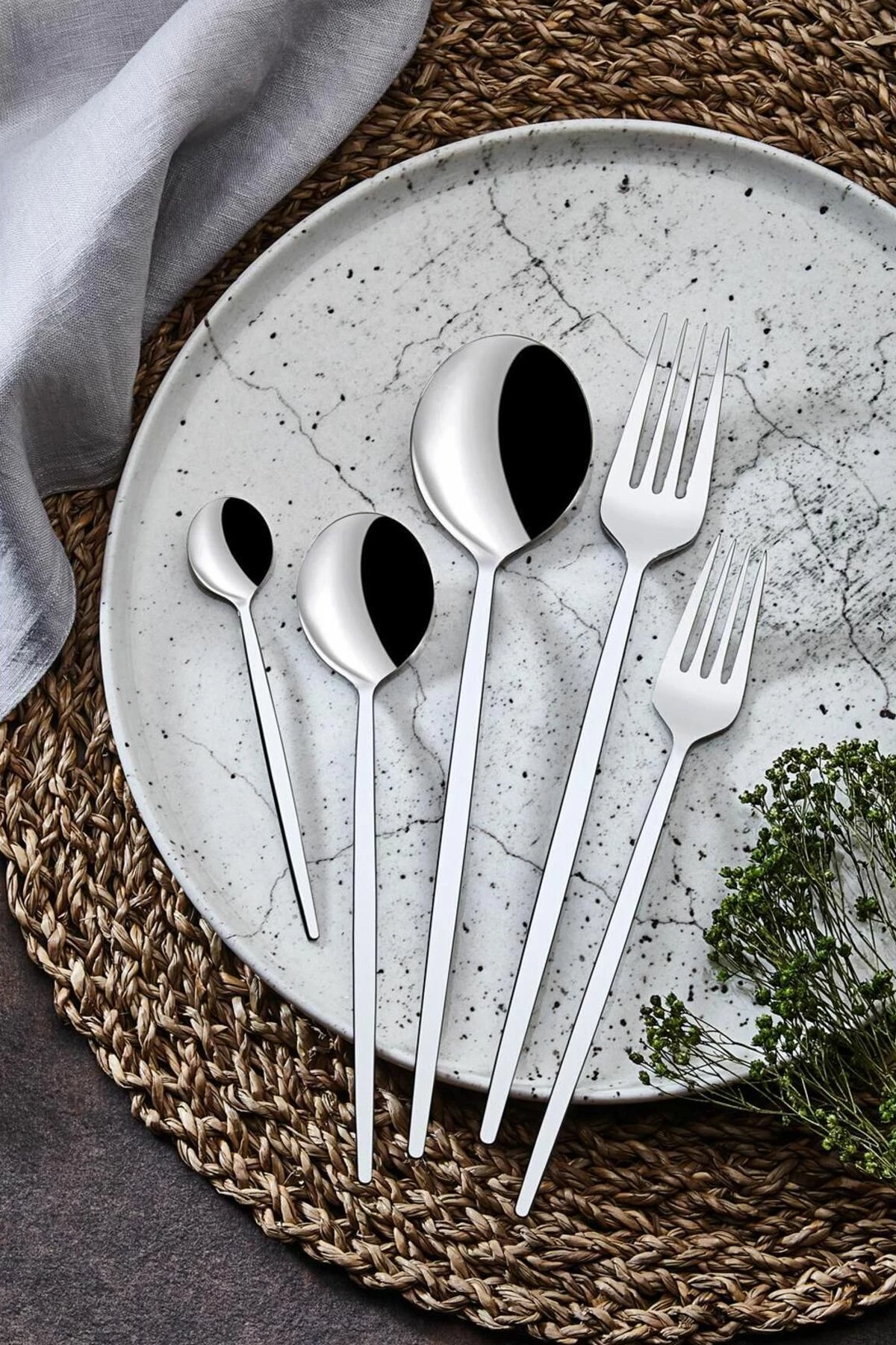 Komplet jedilnega pribora (30 kosov), Hermia Mokk30, krom