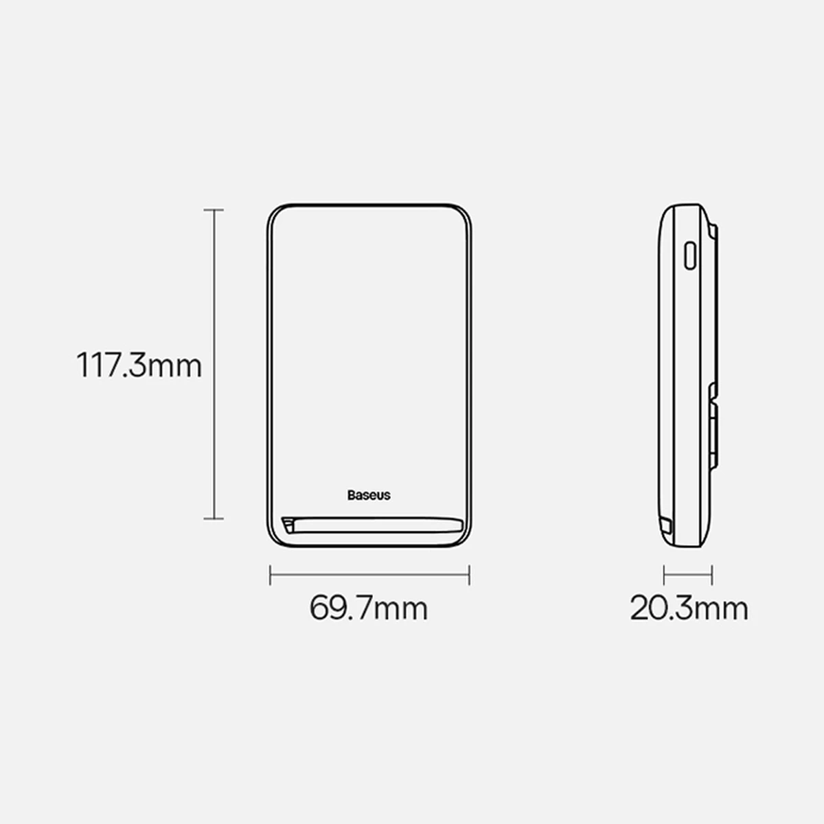 Powerbank Baseus Magnetic Bracket PPCX000203, 10000 mAh, MagSafe, 20 W, z USB-C kablom 0,5 m, temno modra