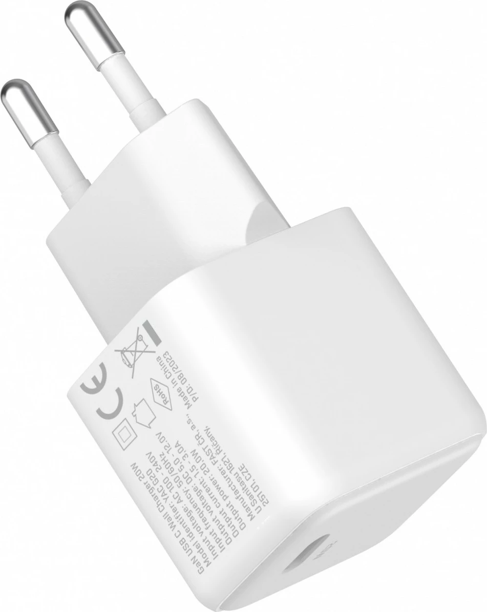 Stenski polnilnik USB Type-C 20W (3A), Power Delivery 3.0, Quick Charge 3.0, YENKEE YAC G20 VOLT, bel