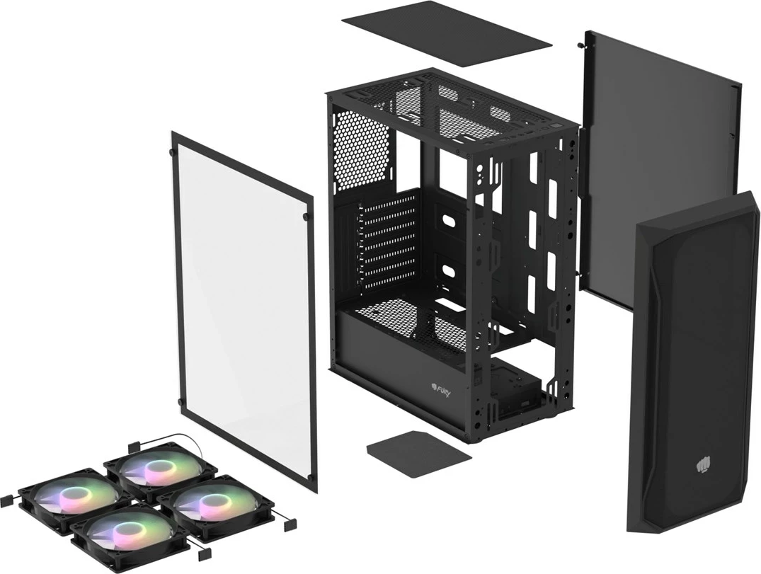 Konzola FURY Shobo SH4F RGB Midi Tower, črn
