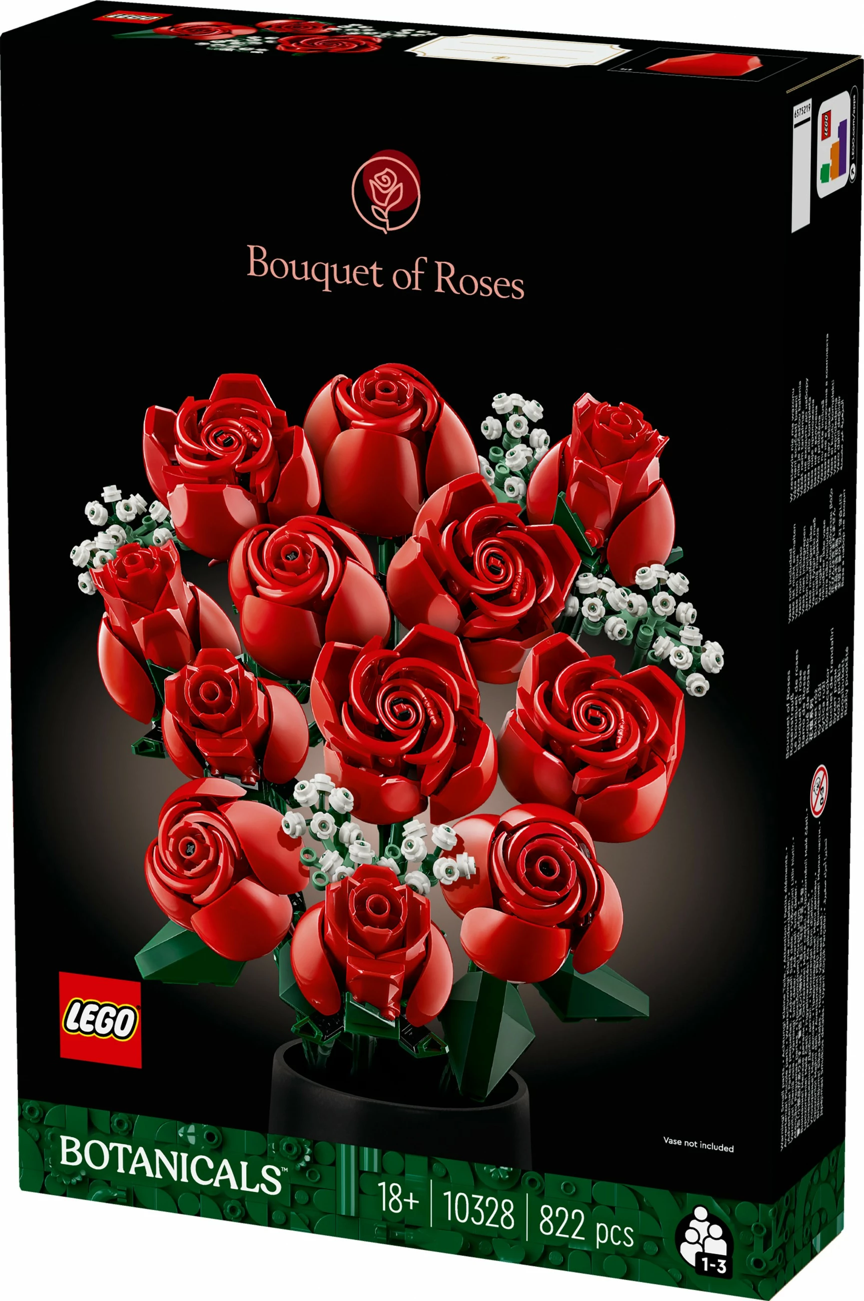 Buquê rož iz vrtnic, LEGO 822 kosov, večbarvno