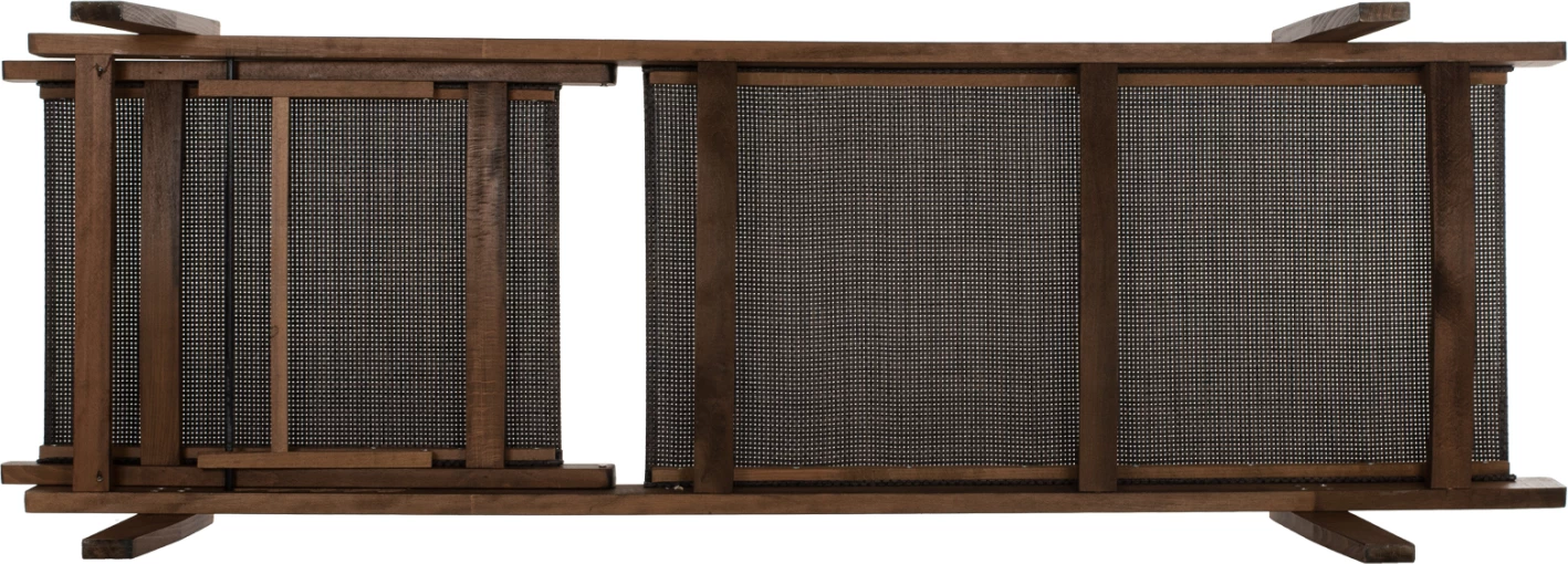 Profesionalni ležalnik iz bukovega lesa v barvi oreha in rjavi tekstileni 200x61-66x31-91Hcm.FH10356.04