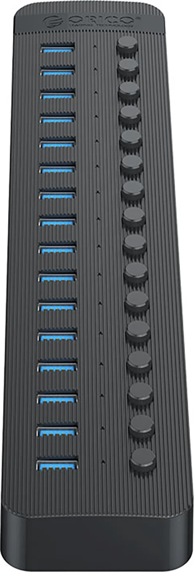 USB-hub z 16 priključki Orico CT2U3-16AB, USB 3.0, z individualnimi stikali, črn
