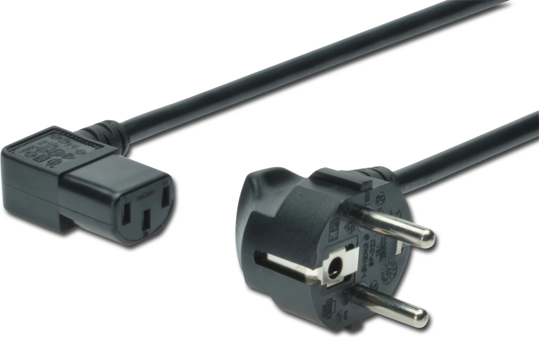 Napajalni kabel Digitus Schuko 90° na IEC C13 90°, 1,8 m, črn