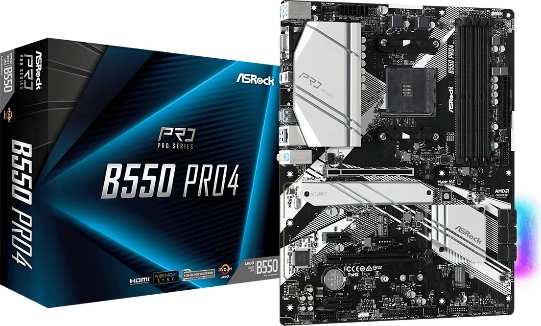 Plošča ASRock B550 Pro4, AMD, Socket AM4, 128 GB