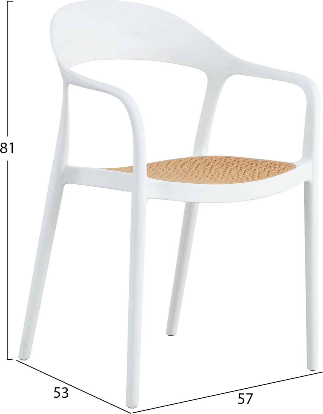 Polipropilenski naslanjač CLEO FH5935.01 belo-bež 57x53x81H cm