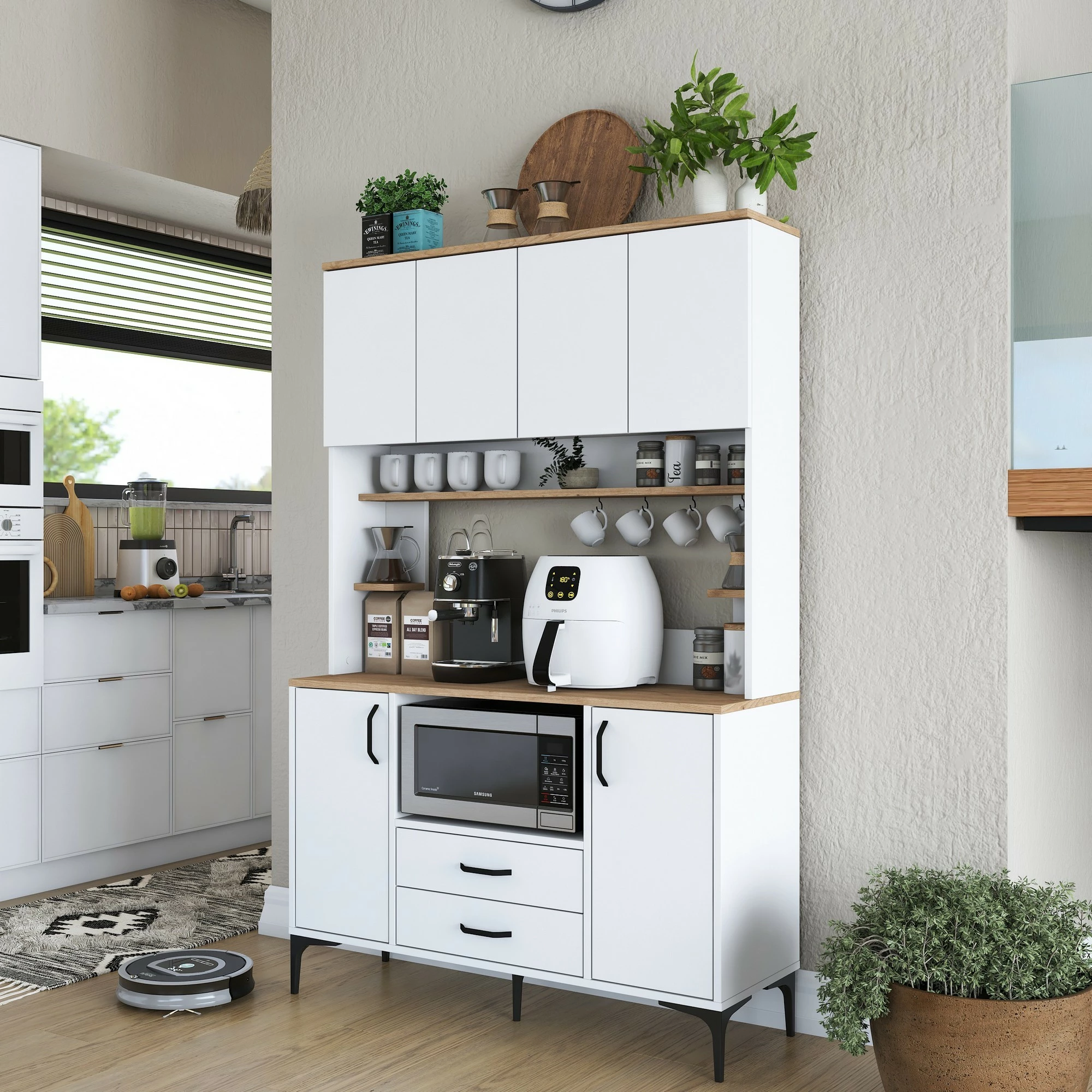 Multifunkcijski omarica Hanah Home JE168 - 3257, bela in oreškasta