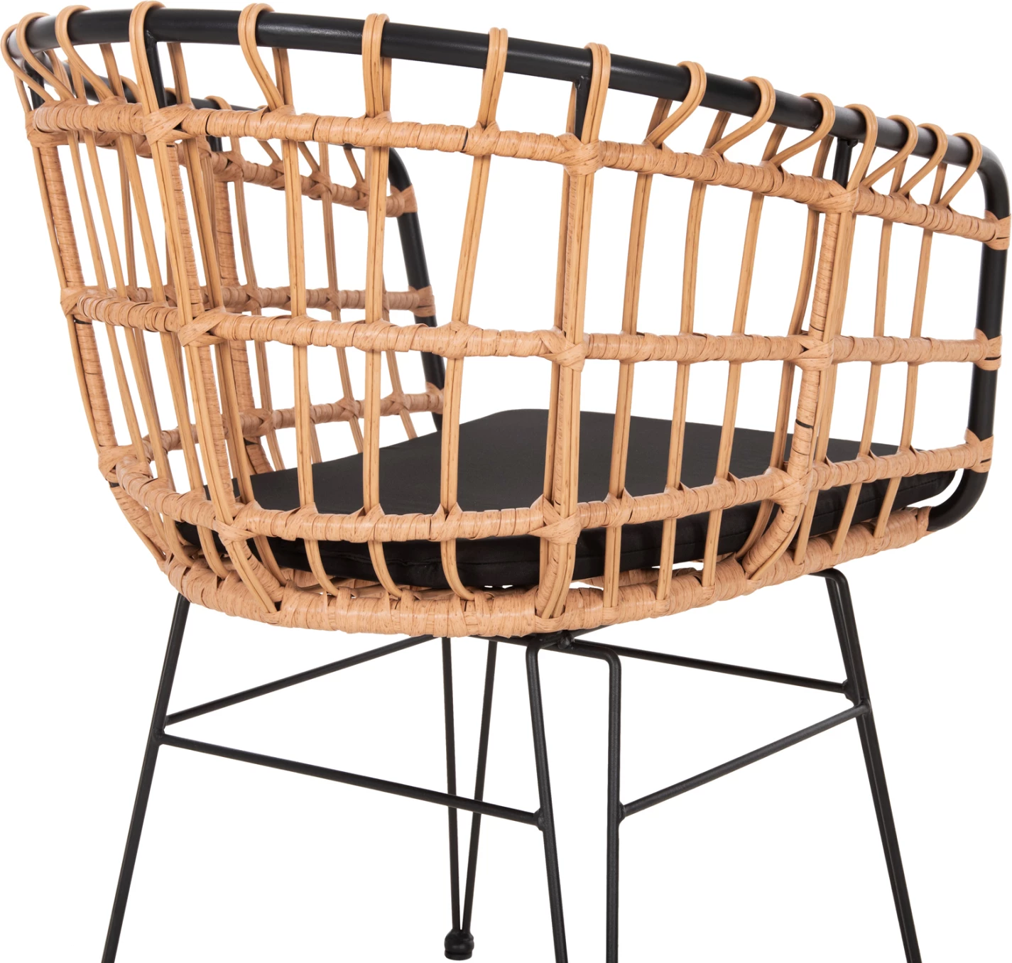 Vrtni naslanjač ALLEGRA FH5456.11 kovina in blazina črna-pletena bež 58x61x81Hcm