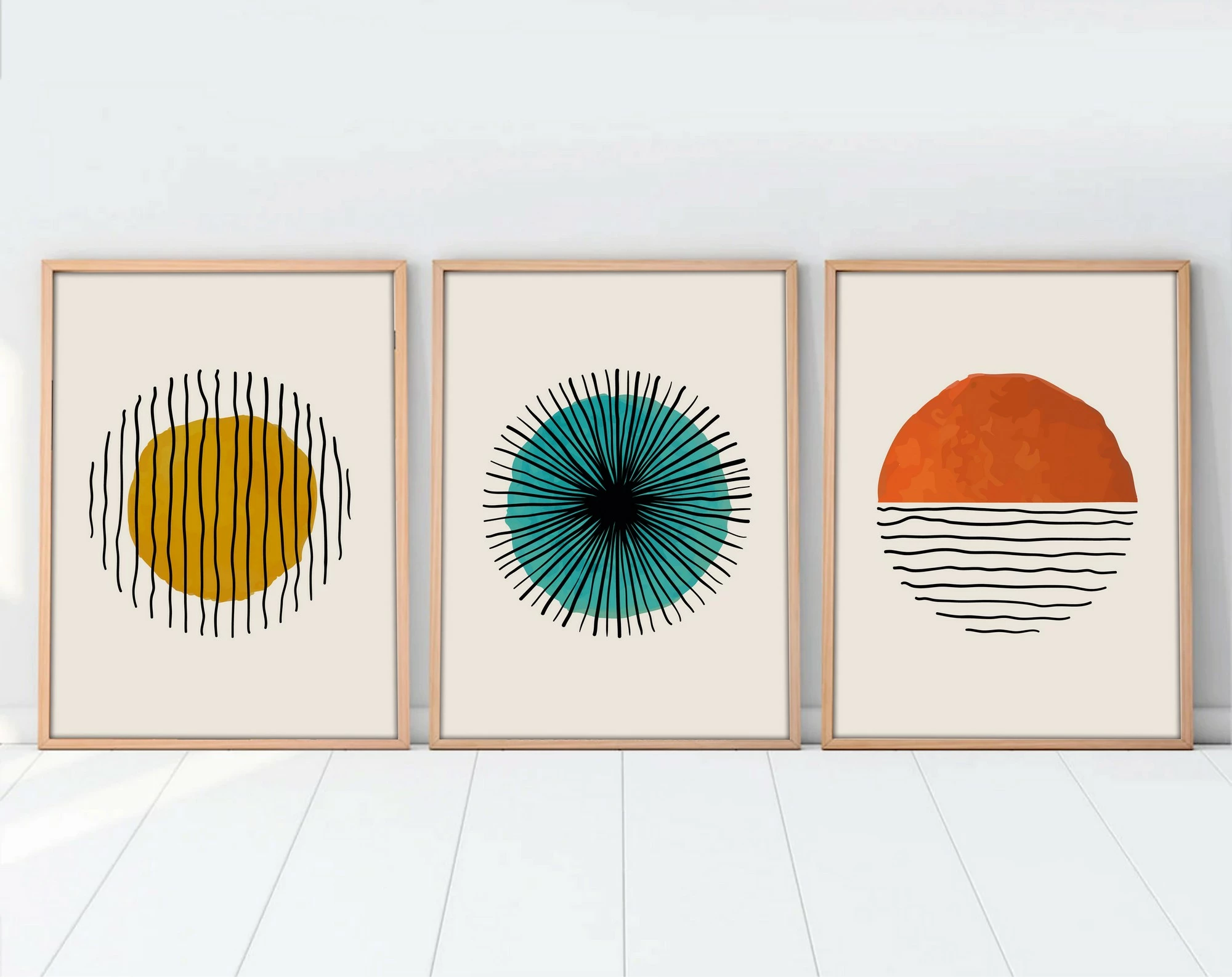 Dekorativna slika s okvirjem, MDF, 3 kosi, Wallity Huhu12, 50x35 cm