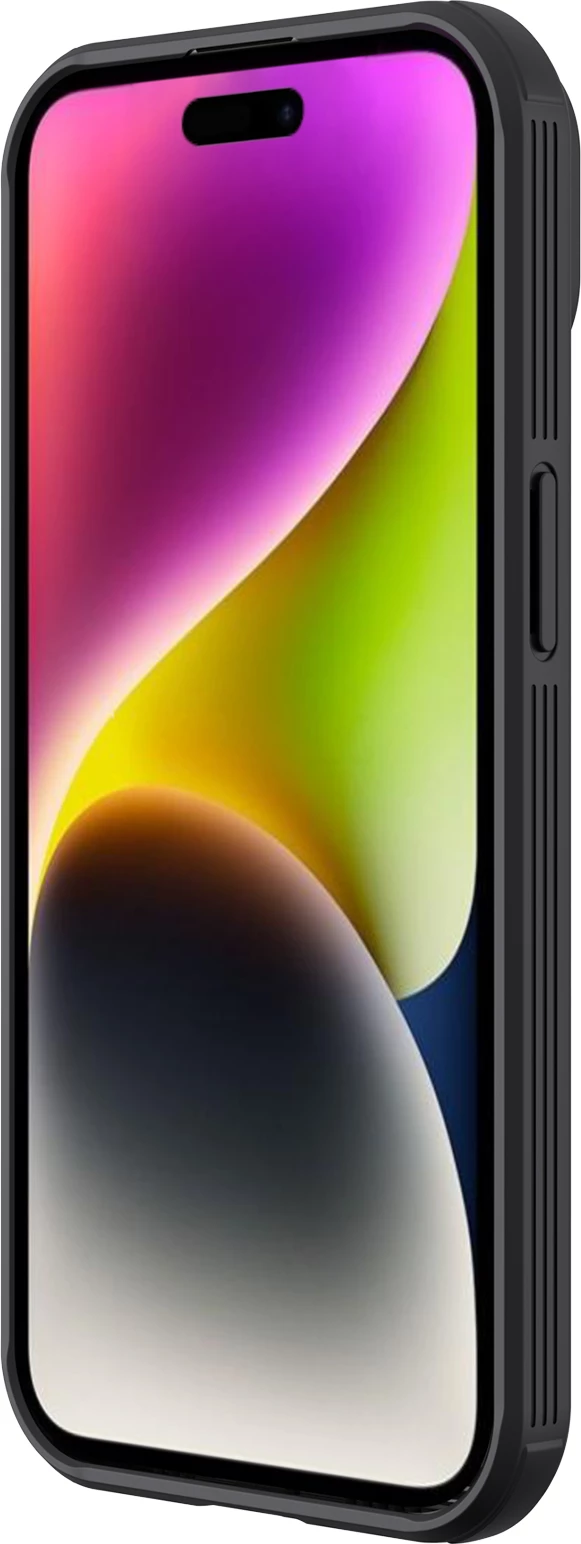 Ovitek za telefon z drsnim pokrovom kamere, združljiv z MagSafe za iPhone 15 Plus - Nillkin CamShield Pro Magnetic, črn