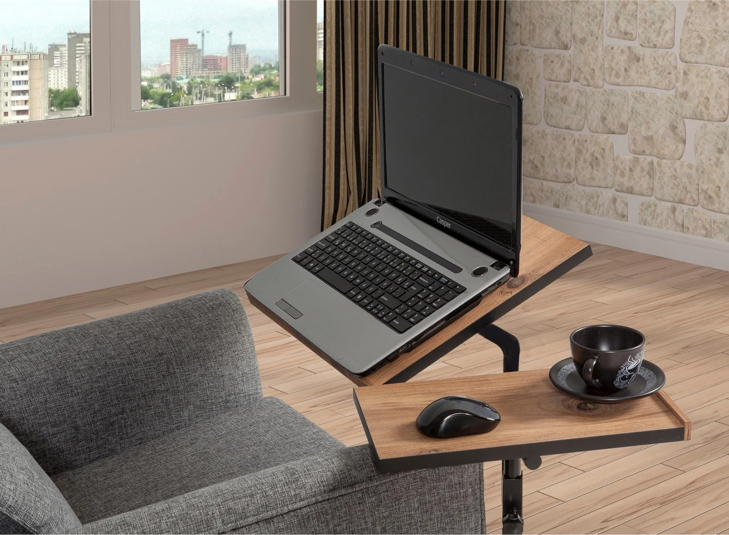 Nastavljiva pisalna miza za prenosnik FH8977.01, 67x45,4x62-87 cm