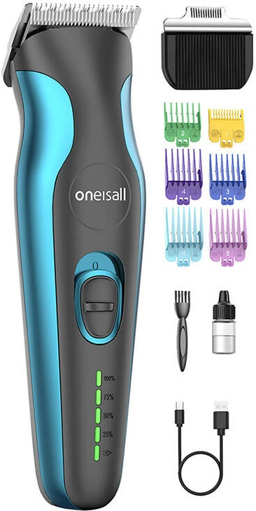 Brivnik za živali, brezžičen, 2500 mAh, 2 hitrosti, 6 nastavkov, črno/moder Oneisall DTJ-002