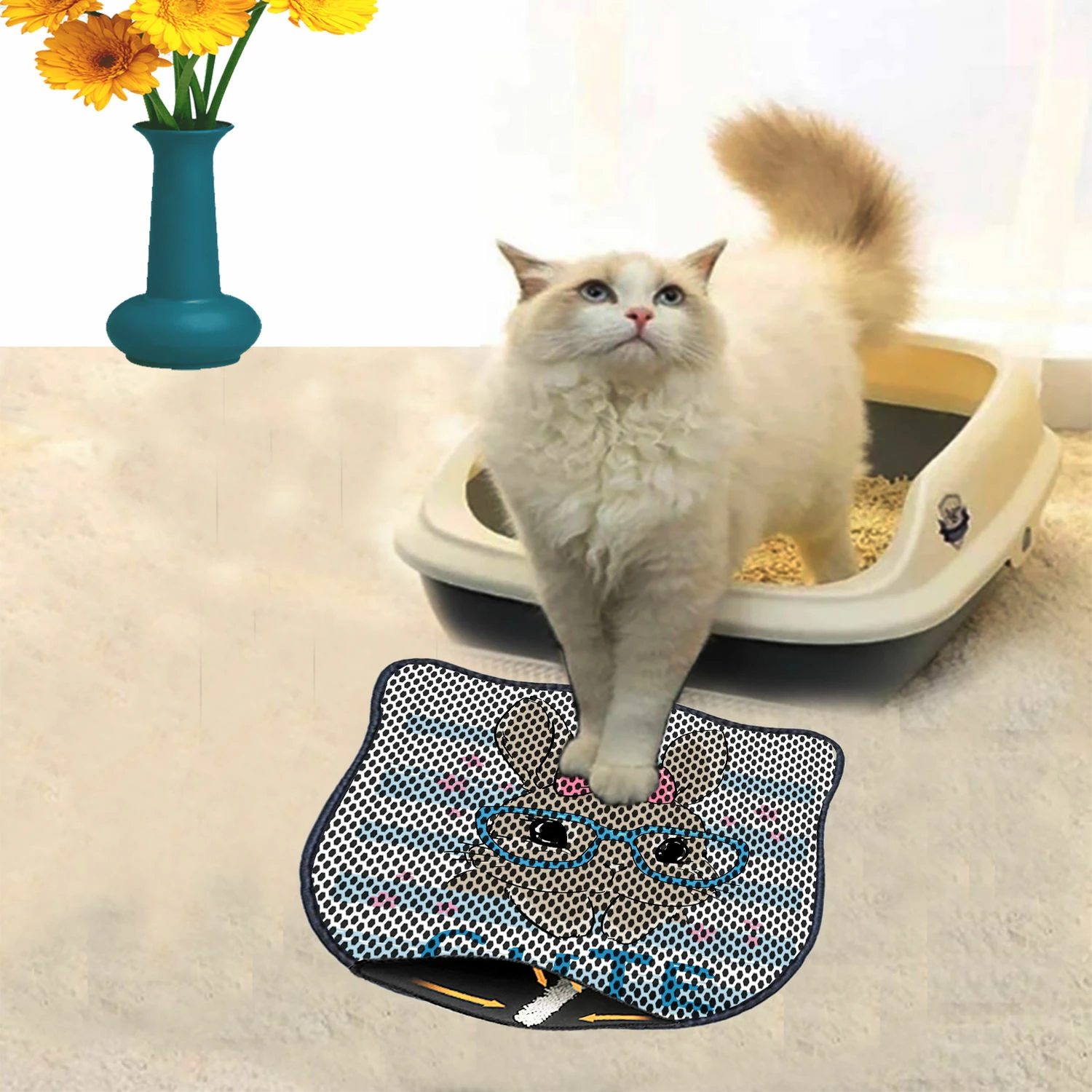 Preproga za mačji pesek, večbarvna, Paws & Whiskers Kdkafa0207, 40x50 cm