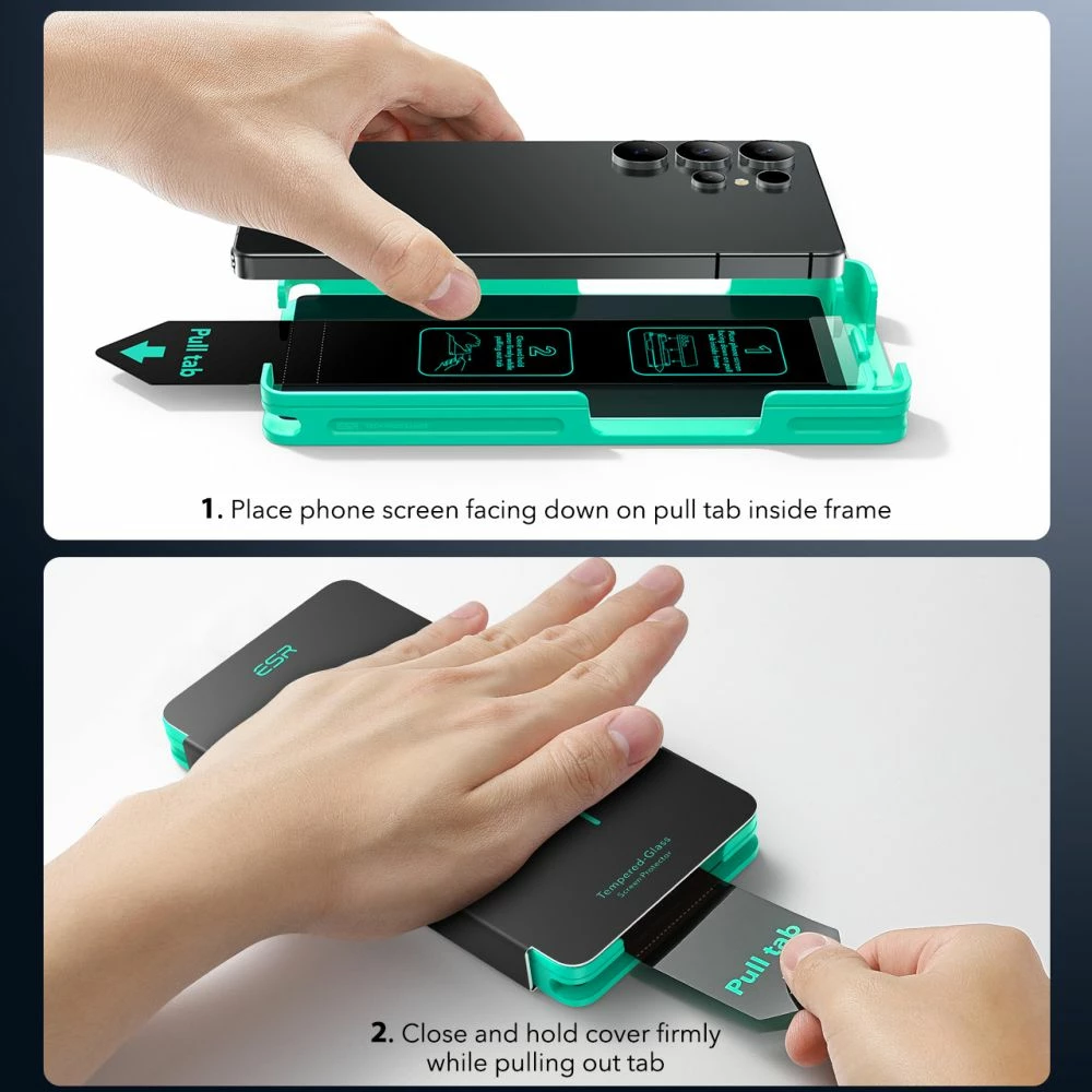 Kaljeno zaščitno steklo za zasebnost ESR za Samsung Galaxy S25 Ultra, z namestitvenim okvirjem
